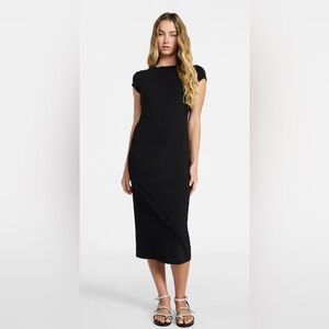 No Boundaries Women’s Maxi Dress Black Size X-Small Ribbed Short Sleeves